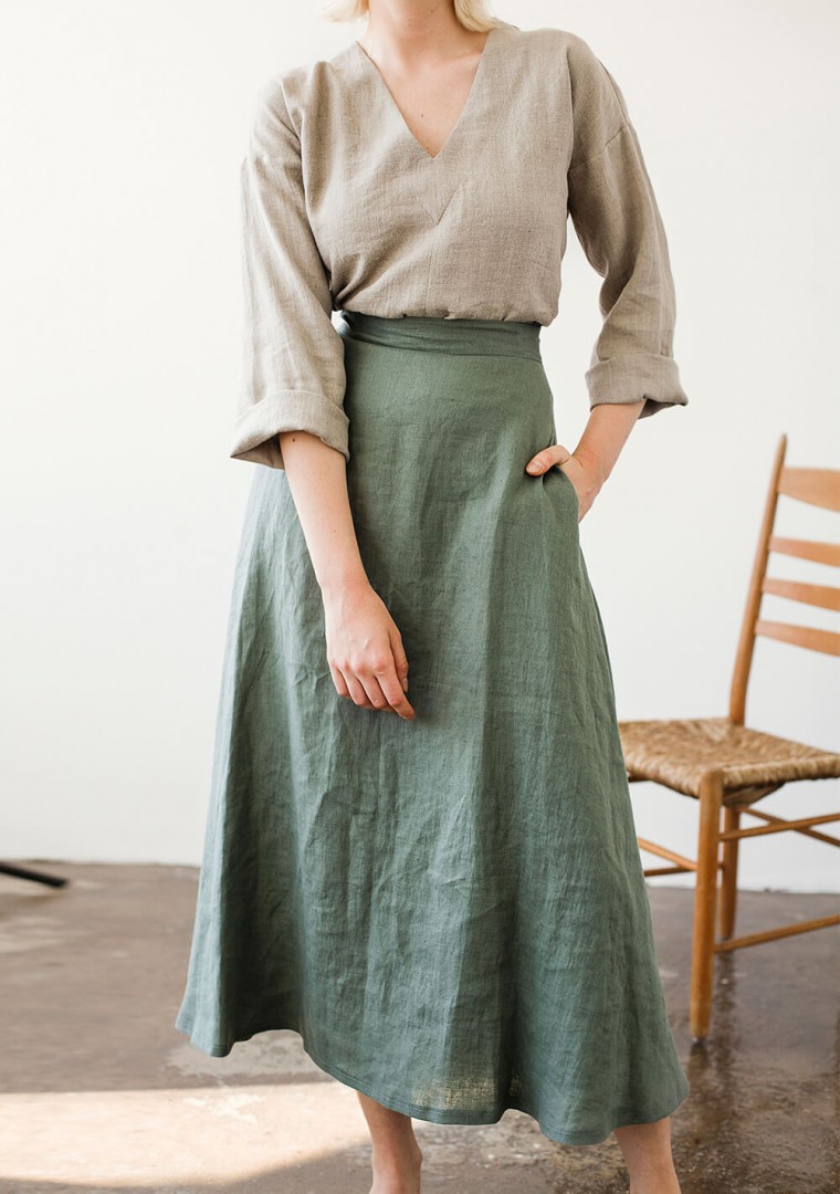 Ankle length linen skirt India