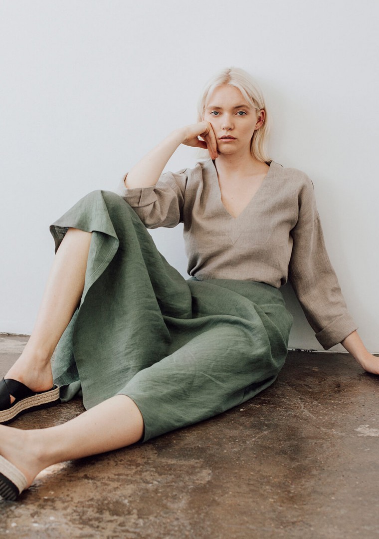 Ankle length linen skirt India
