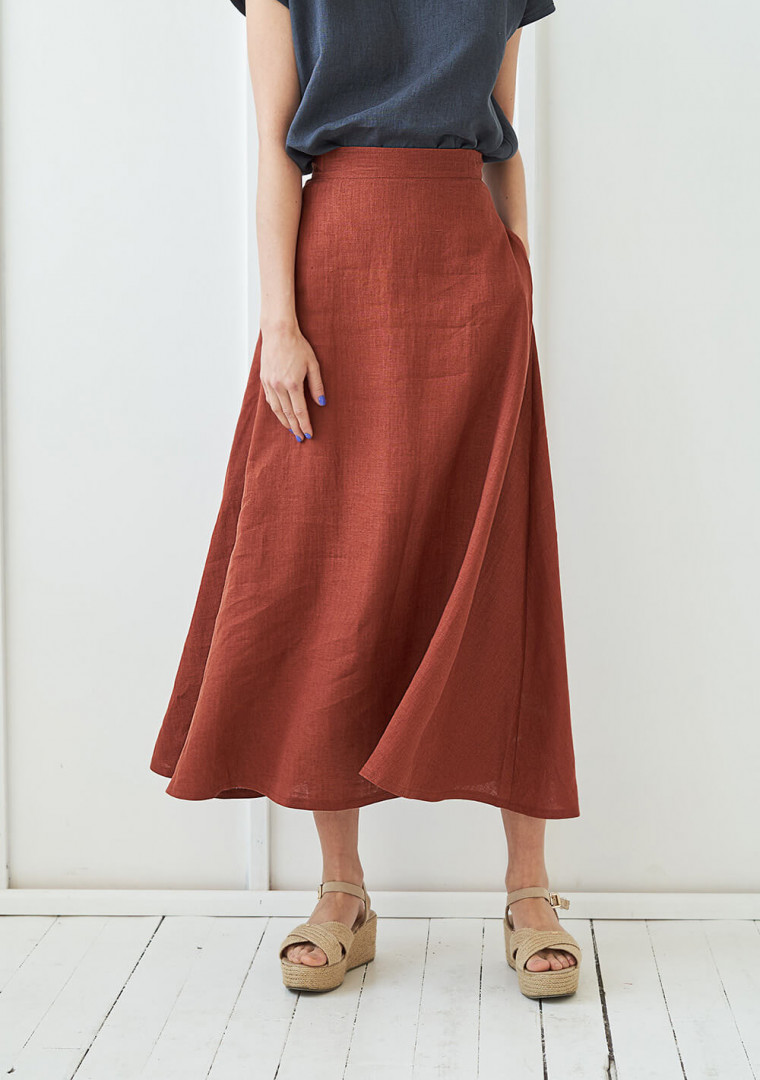 Ankle length linen skirt India
