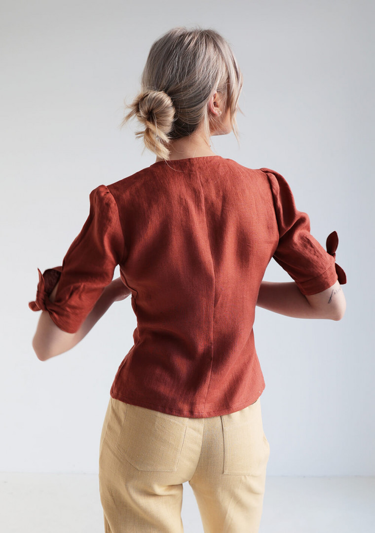 Button front linen blouse Flavia