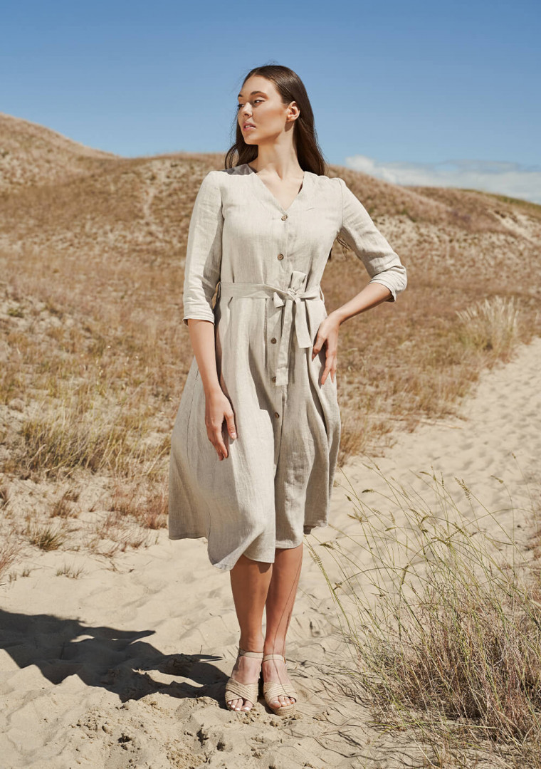 Button front linen dress Santana