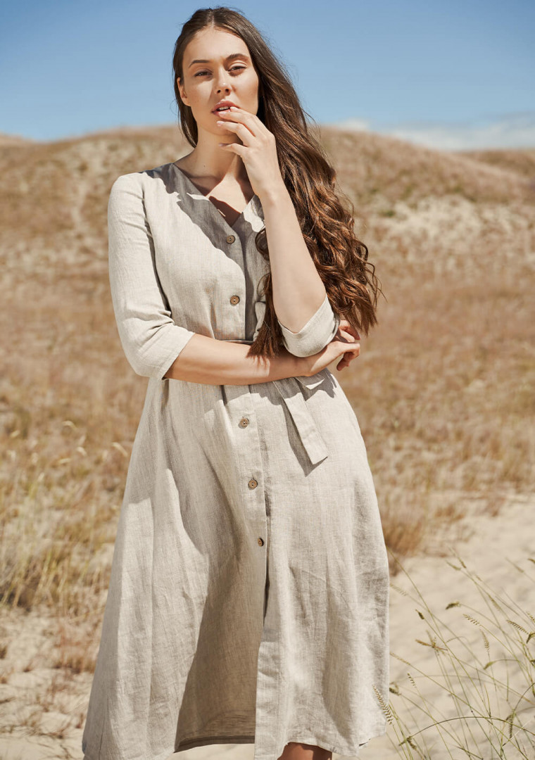 Button front linen dress Santana