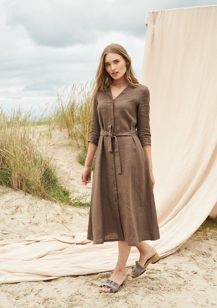 Button front linen dress Santana