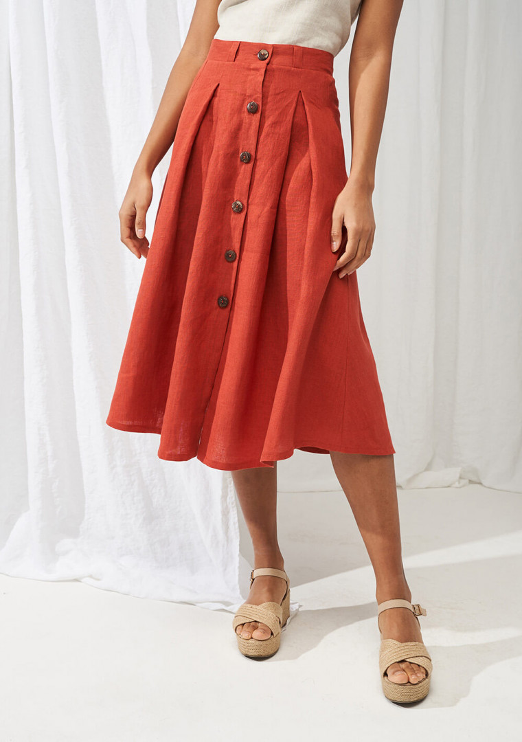 Button front linen skirt Briny
