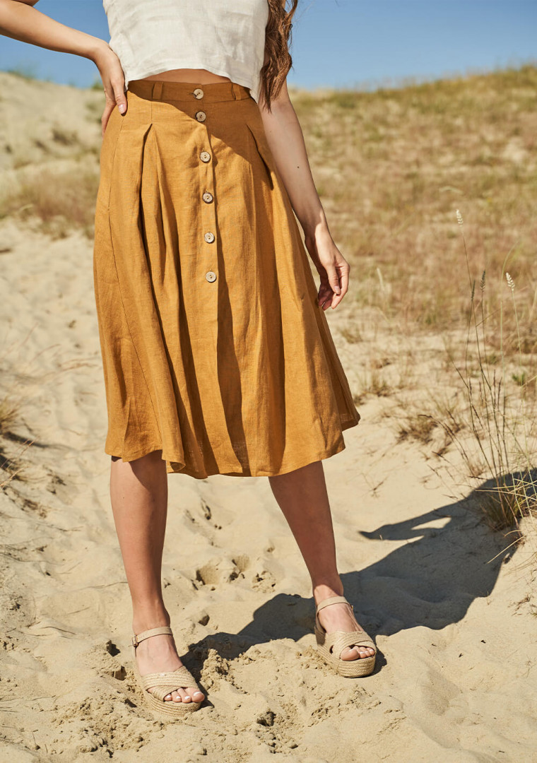 Button front linen skirt Briny