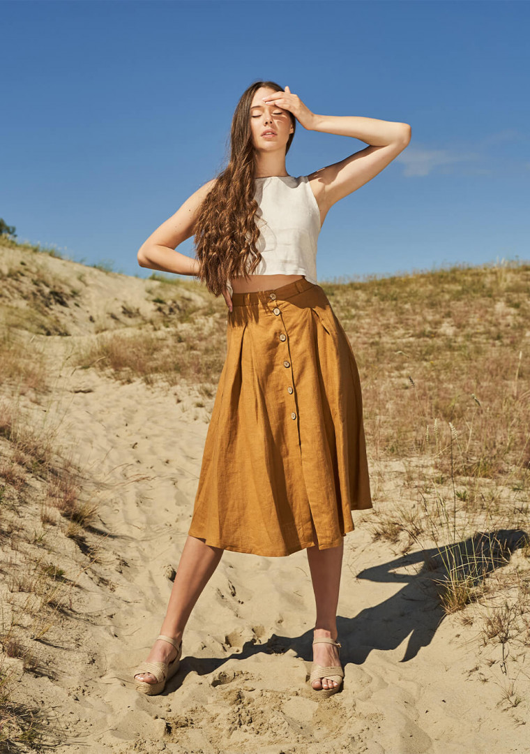 Button front linen skirt Briny