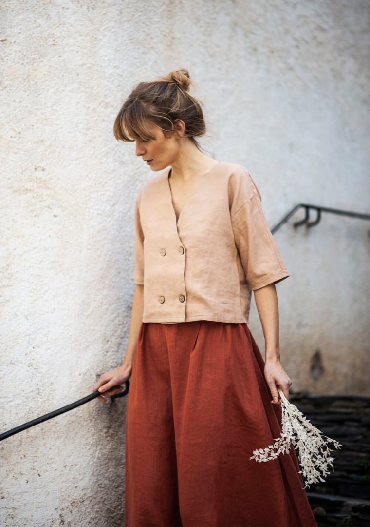 Double breasted linen top Willa