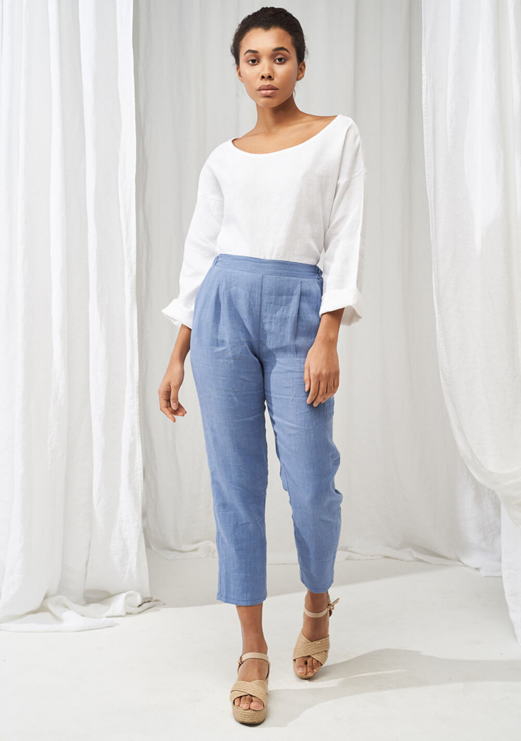 Elastic waist linen pants Leticia