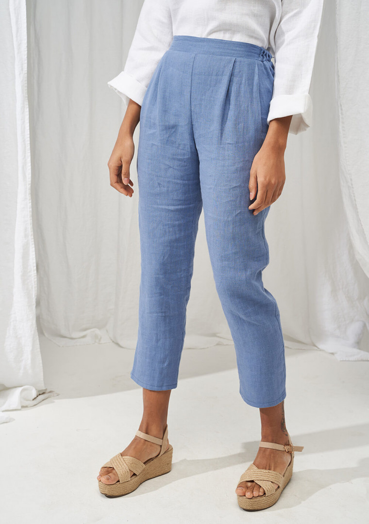 Elastic waist linen pants Leticia