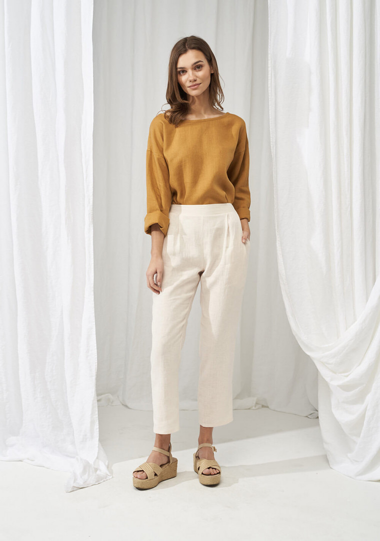 Elastic waist linen pants Leticia