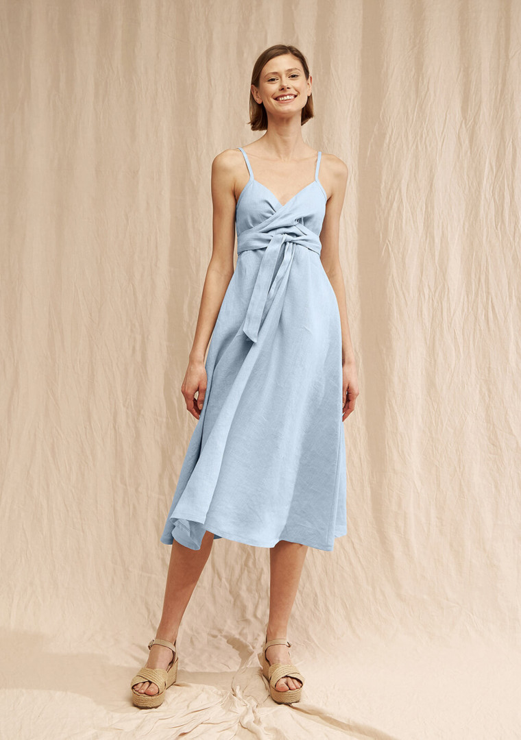 Flare linen strap dress Arielle