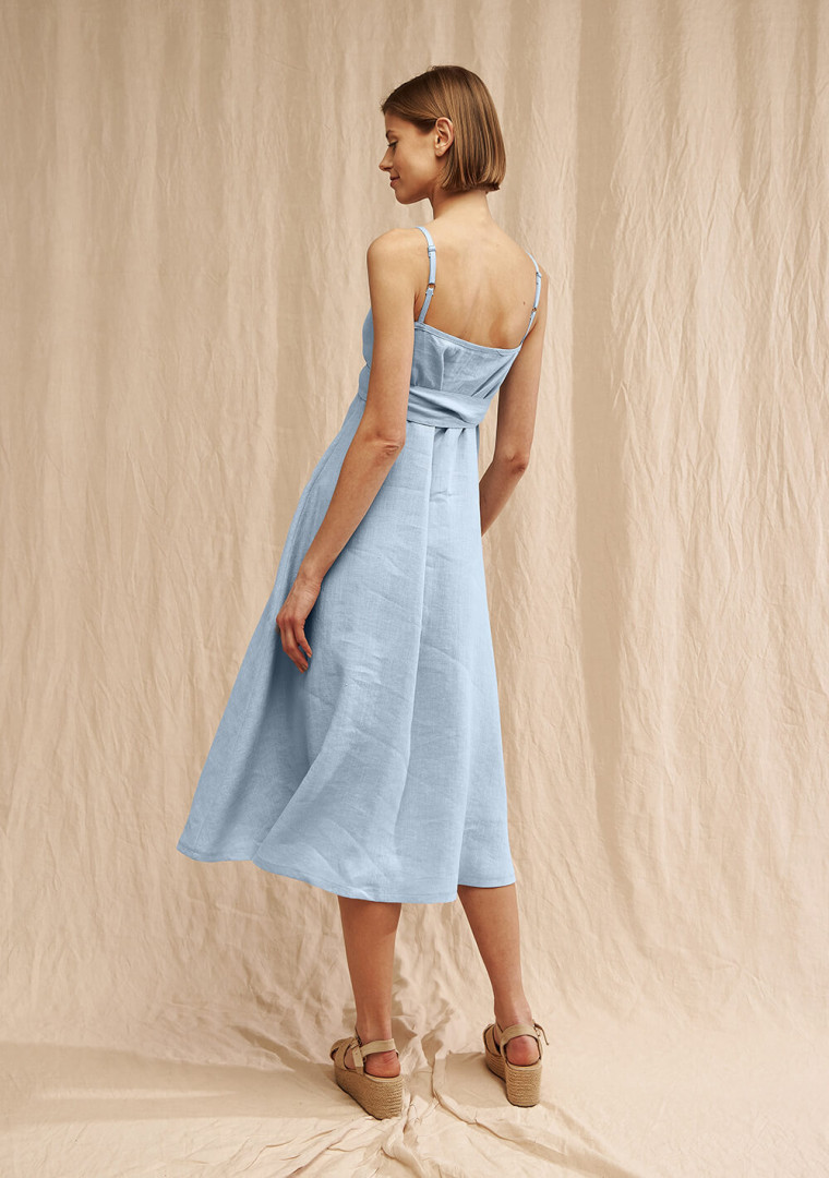 Flare linen strap dress Arielle