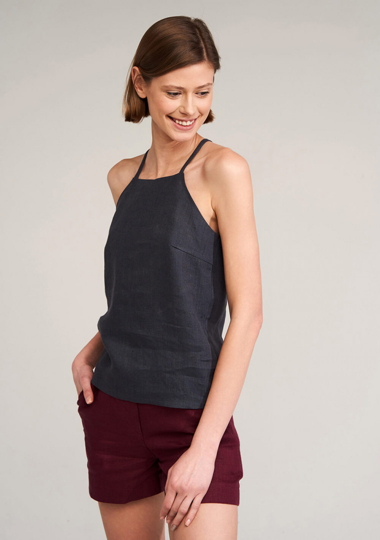 Halter neck linen top Kayla