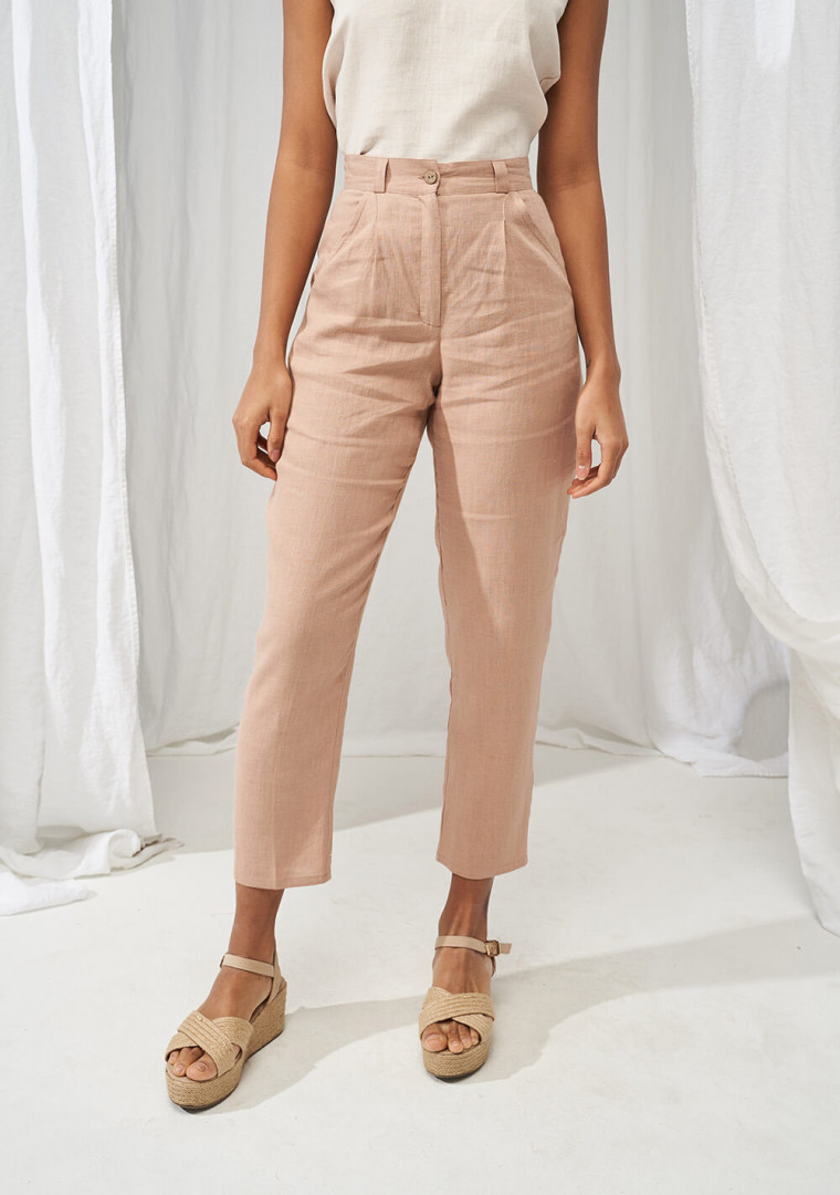 High waist tapered linen pants Ginger