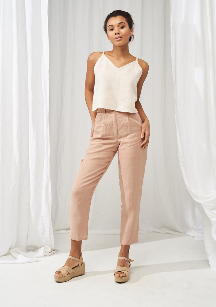 High waist tapered linen pants Ginger