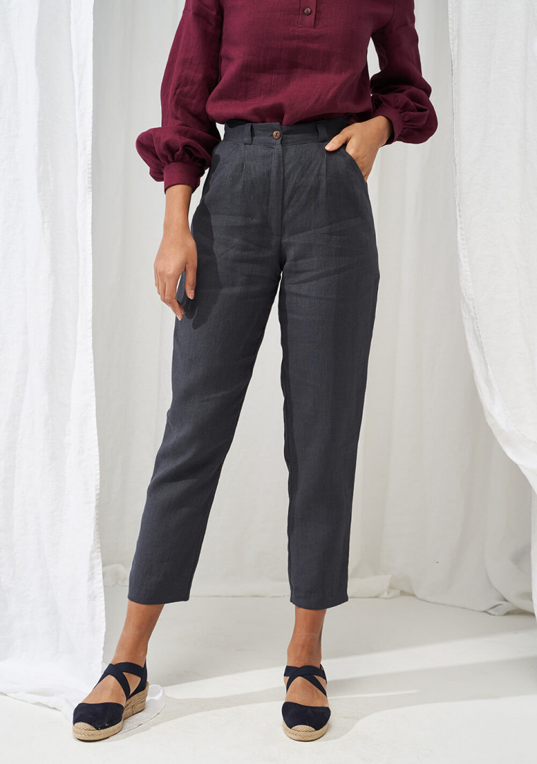 High waist tapered linen pants Ginger