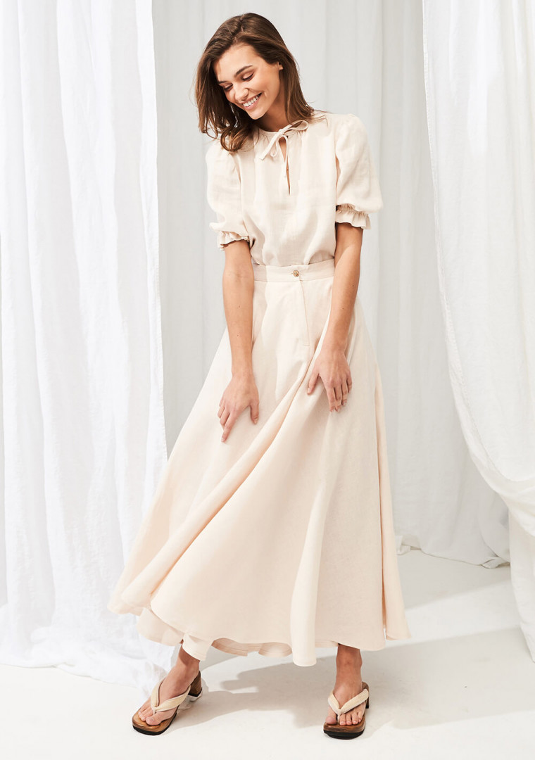 Linen circle skirt Wavy in maxi length