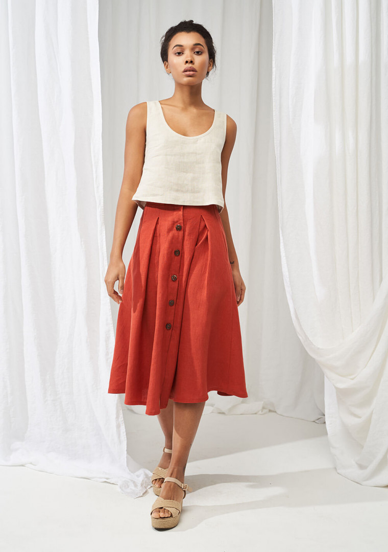Button front linen skirt Briny Button front linen skirt Briny