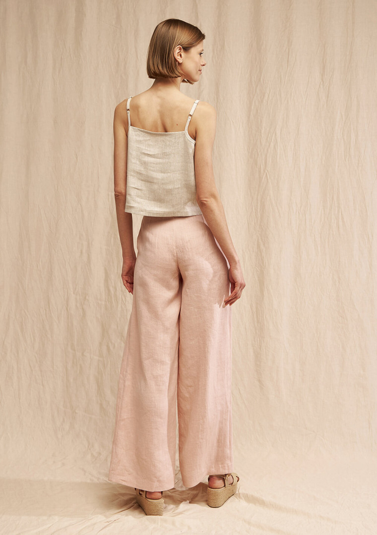 Linen crop top with spaghetti straps Skylar Linen crop top with spaghetti straps Skylar