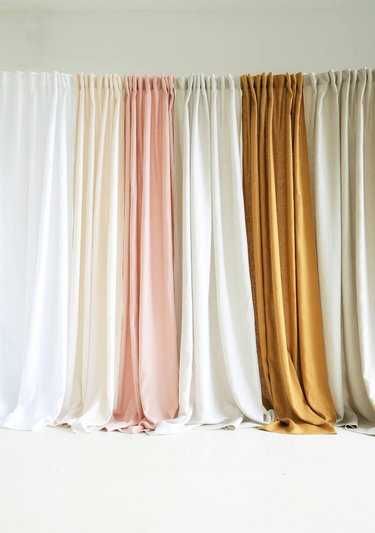 Linen curtain panels set