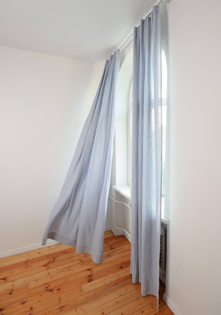 Linen curtains set in Bluish Gray