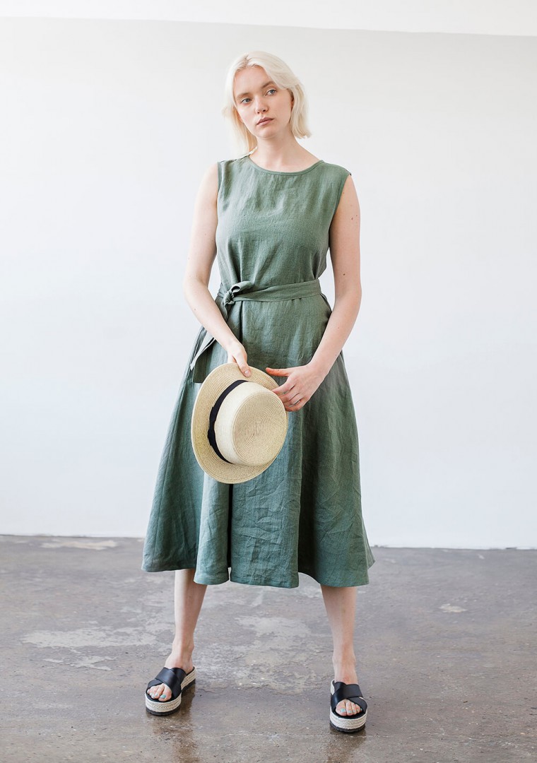 Linen dress with belt Chloe