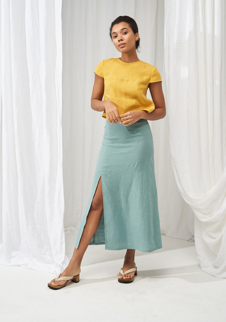 Linen front slit skirt Valencia
