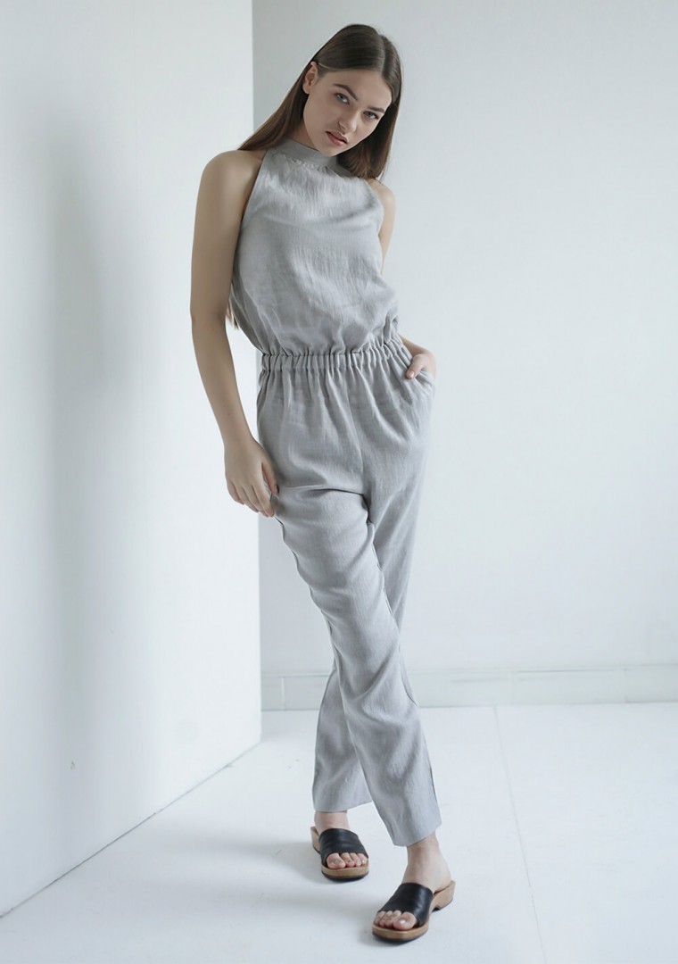 Linen high neck jumpsuit Mila