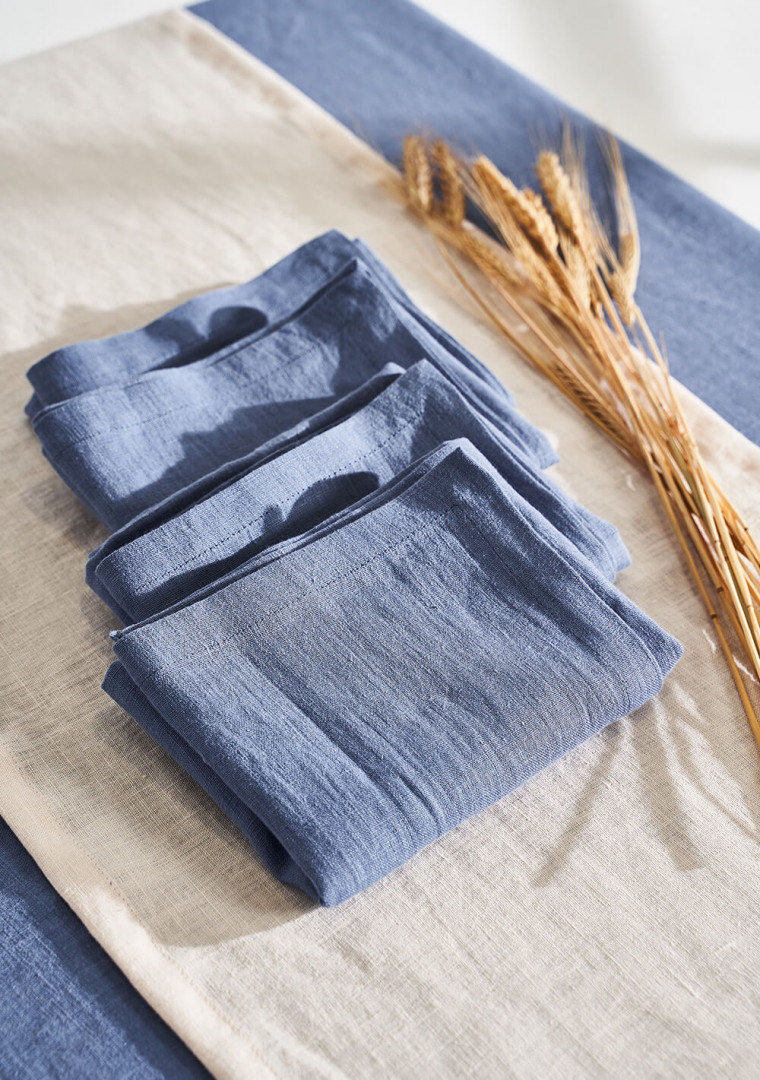 Linen napkins in cornflower blue
