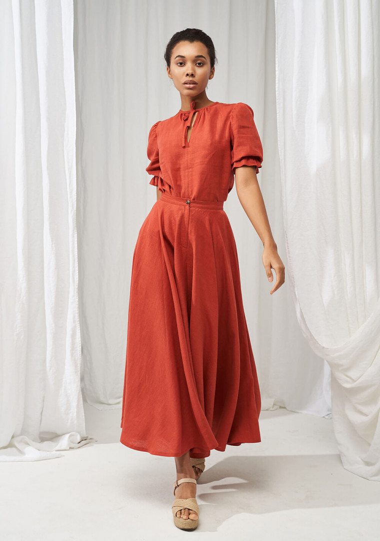 Linen puff sleeve top Lucia