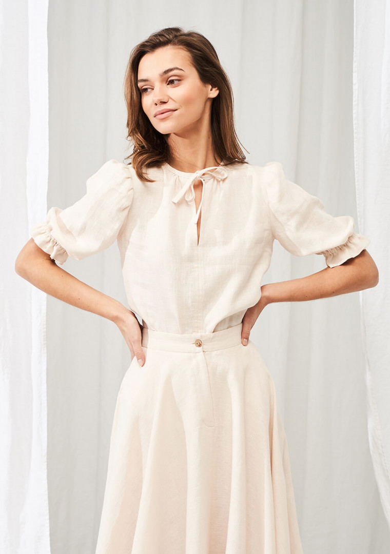 Linen puff sleeve top Lucia