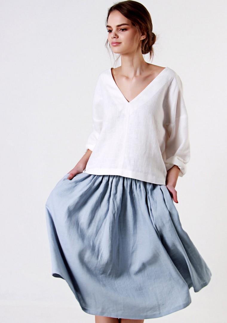 Linen ruffle waist skirt Margo