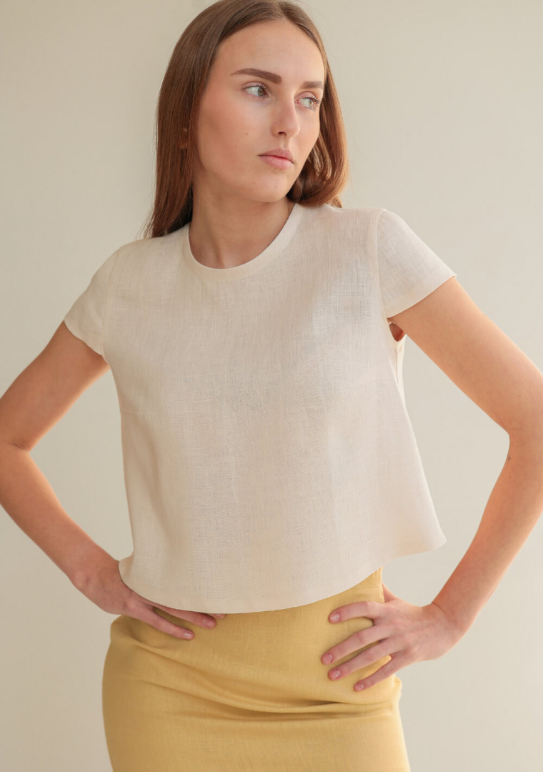 Linen short sleeve blouse Amelia