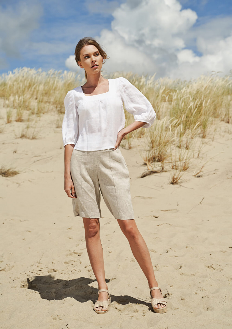 Linen square neck top Esther