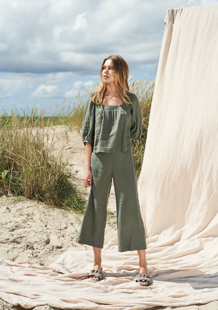 Linen square neck top Esther