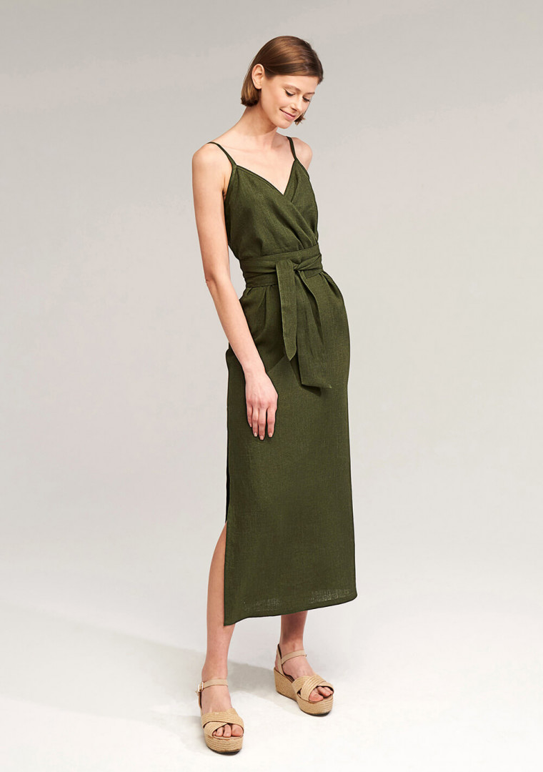 Linen strap midi dress Melody