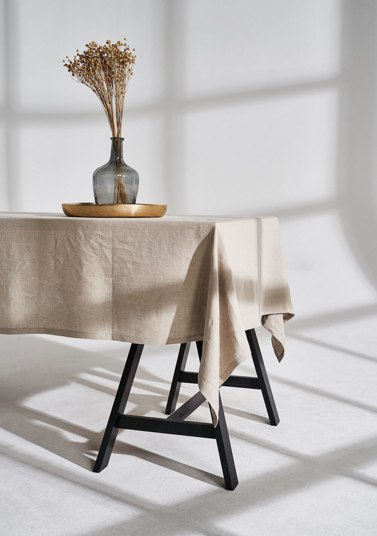 Linen tablecloth in beige