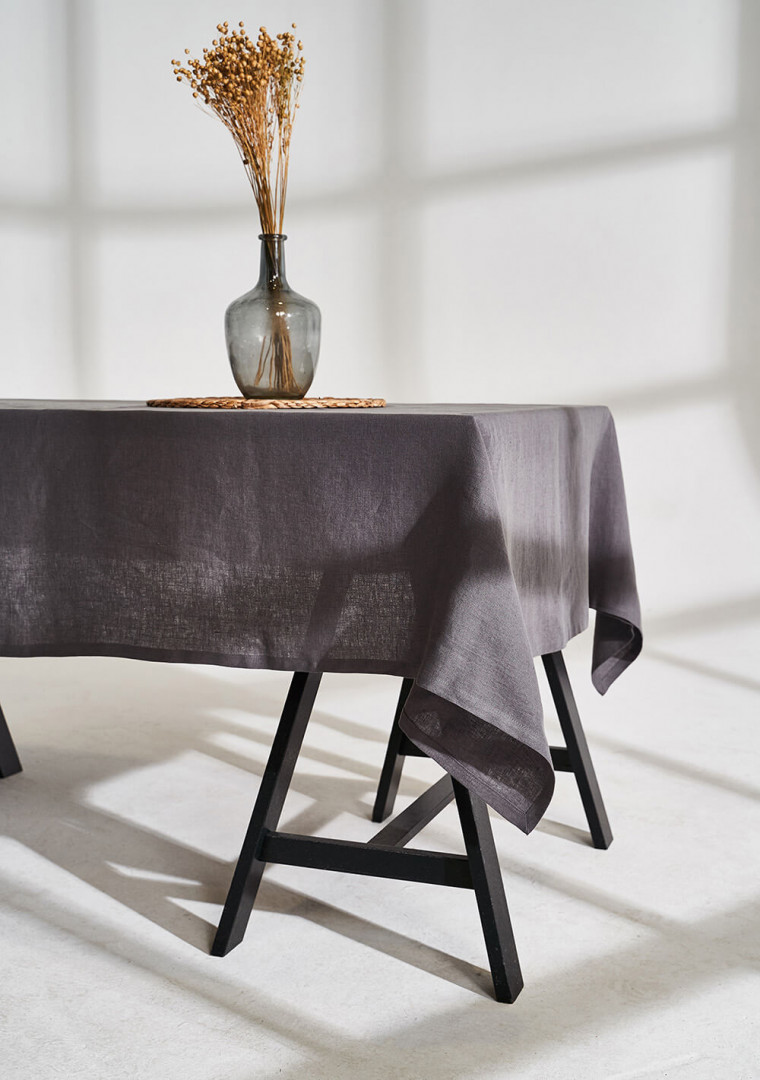 Linen tablecloth in dim gray
