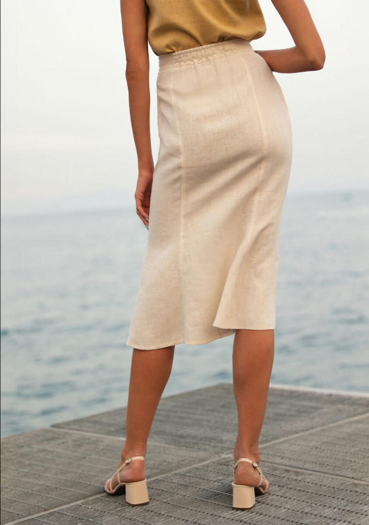 Linen trumpet skirt Jade