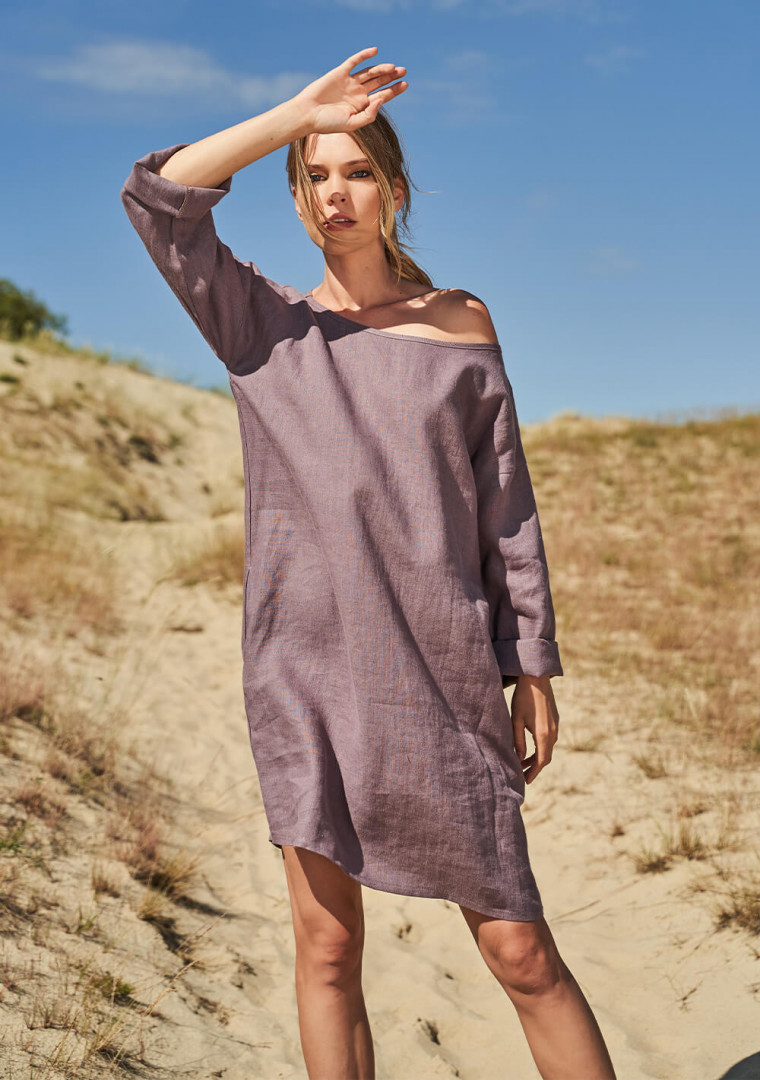 Linen tunic dress with long sleeves Sophie
