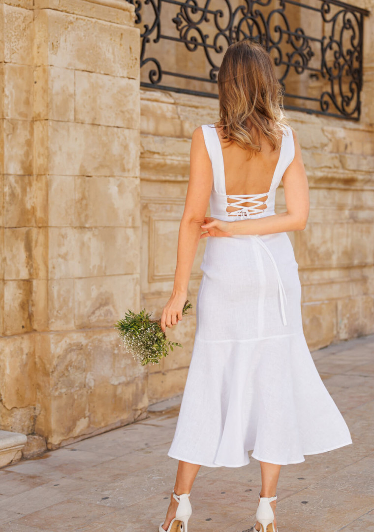 Linen wedding dress Crystal