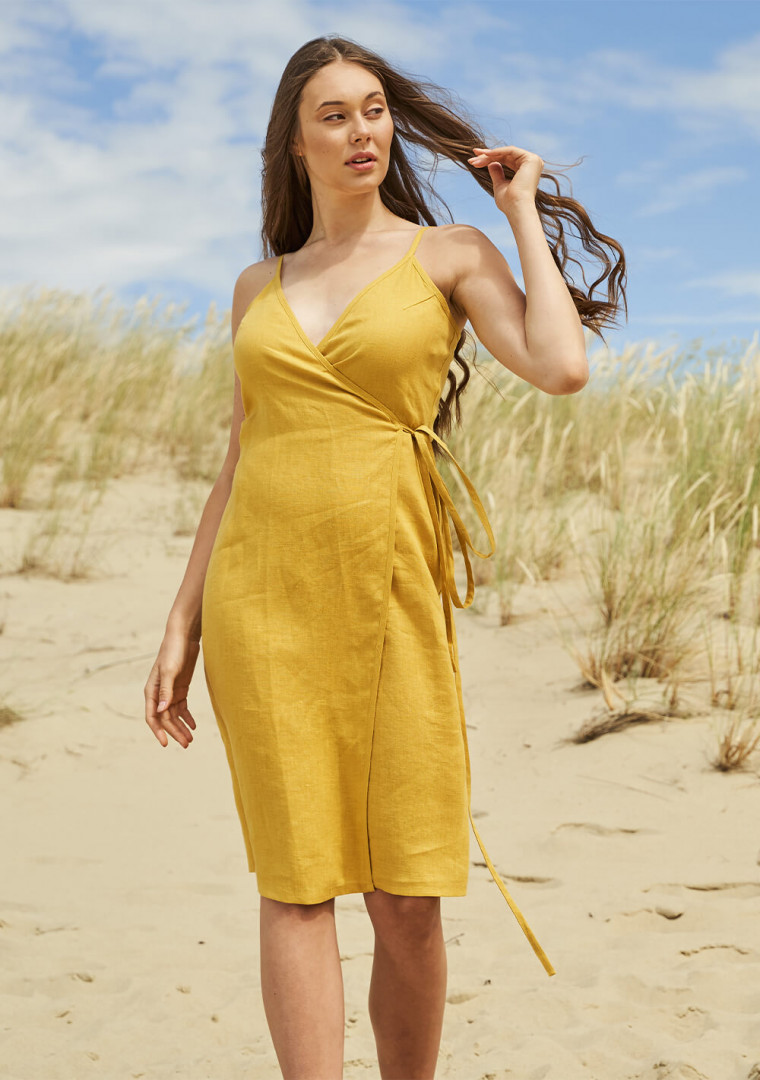 Linen wrap dress with spaghetti straps Eden