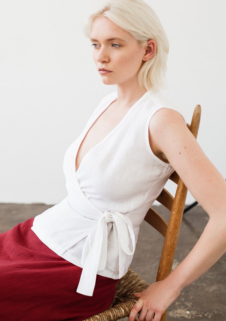 Linen wrap top Lydia