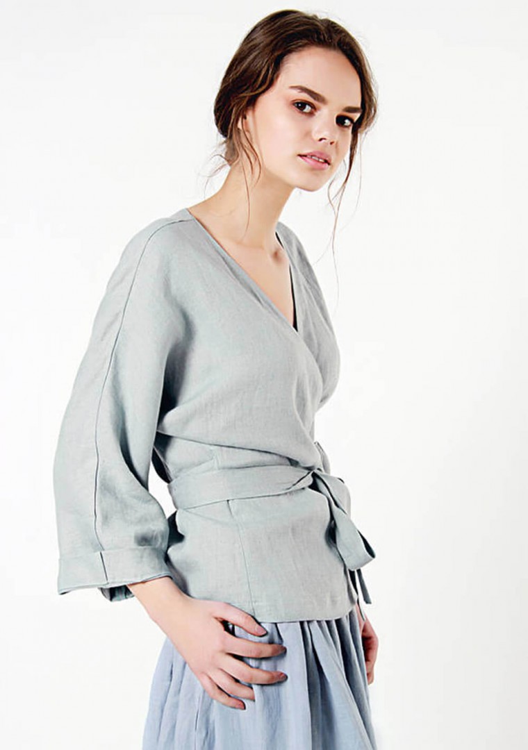 Linen wrap top Roma