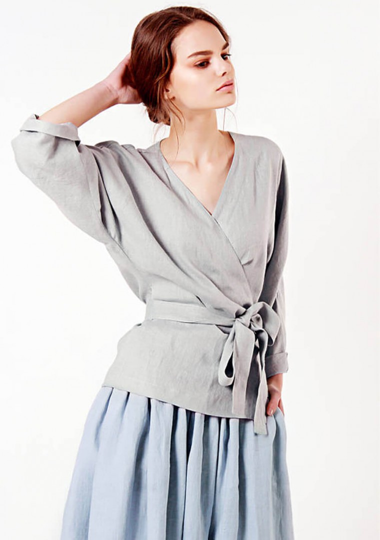 Linen wrap top Roma