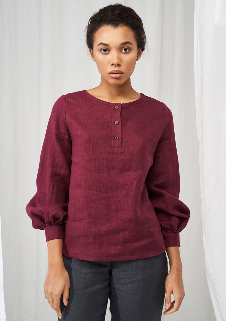 Long sleeve linen blouse Giselle