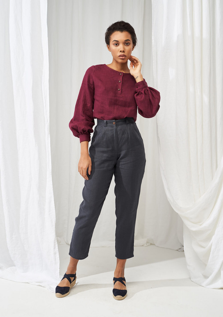 Long sleeve linen blouse Giselle