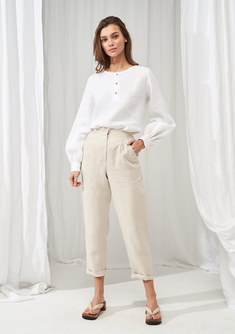Long sleeve linen blouse Giselle