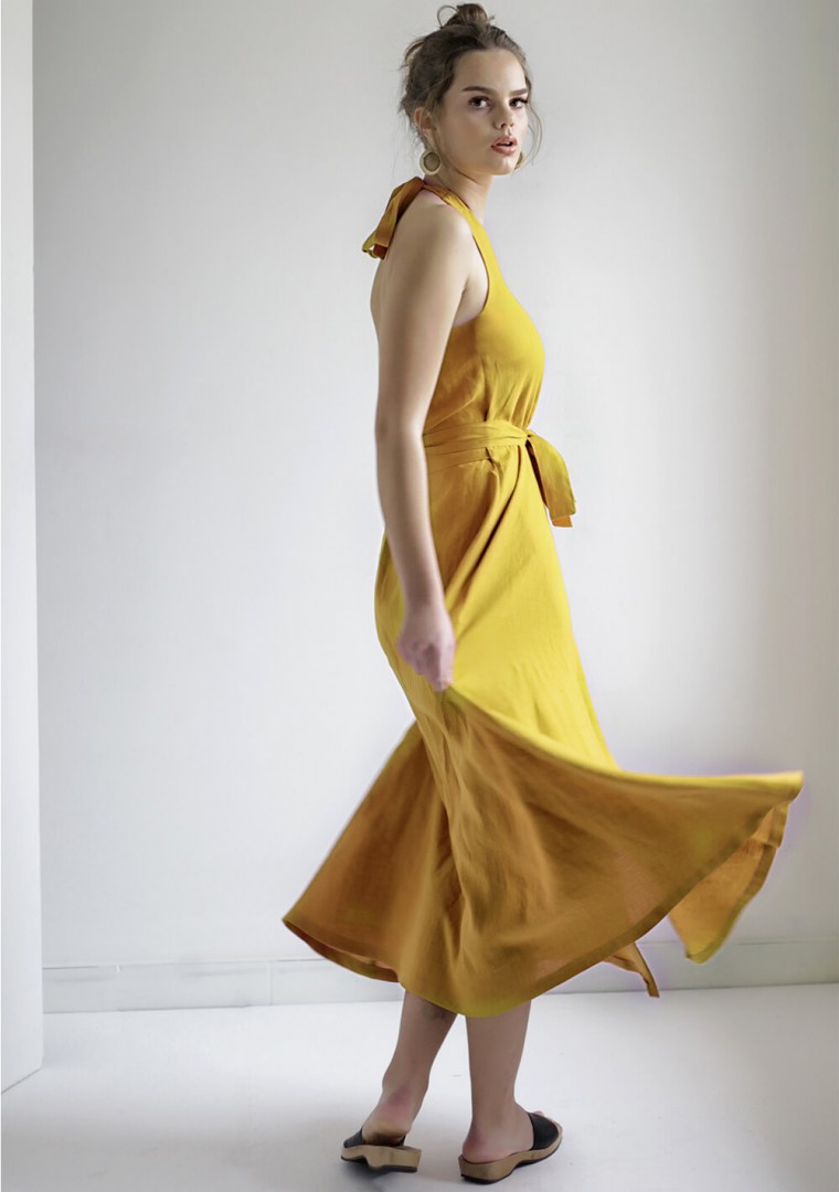 Maxi linen halter dress Josephine