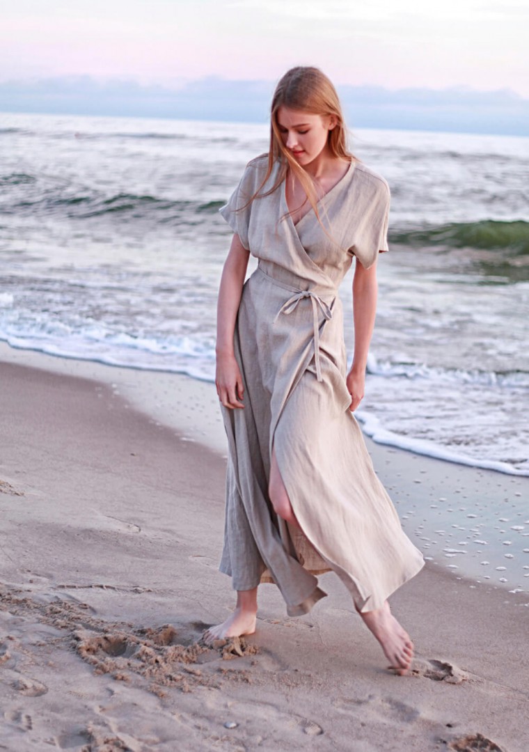 Linen maxi wrap dress Delilah